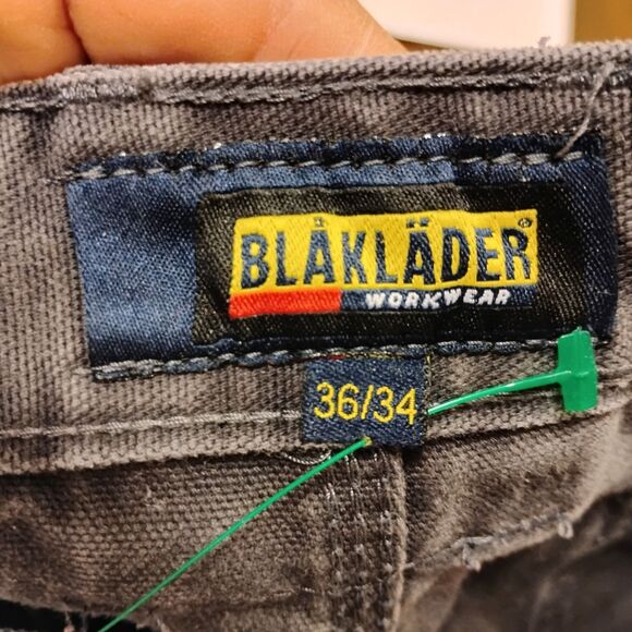 Blaklader pants mens 36x34 gray canvas double knee carpenter utility work - Picture 7 of 9